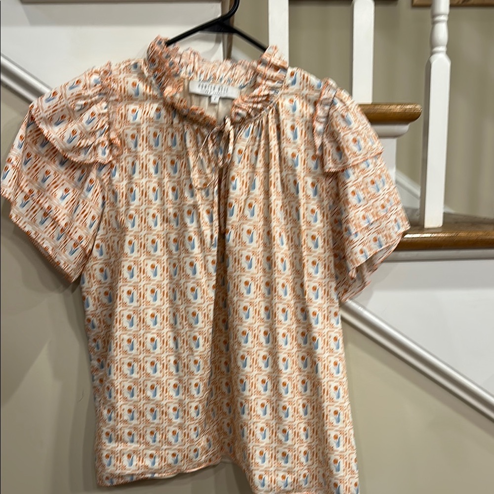 Hunter Bell Patterned Blouse in Cream and Orange